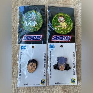SDCC 2018 Exclusive Superman, Cat Woman + SDCC 2016 Rick and Morty Pins